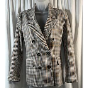 7th Avenue Design Studio New York & Co Plaid Blazer Tan Multi M Preppy 80-28